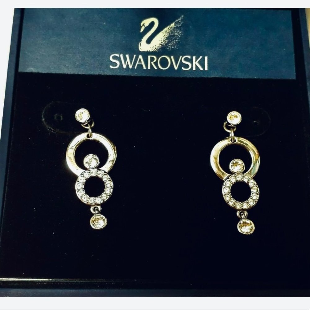 Circled Designer White Studded‎  Crystals Earrings
